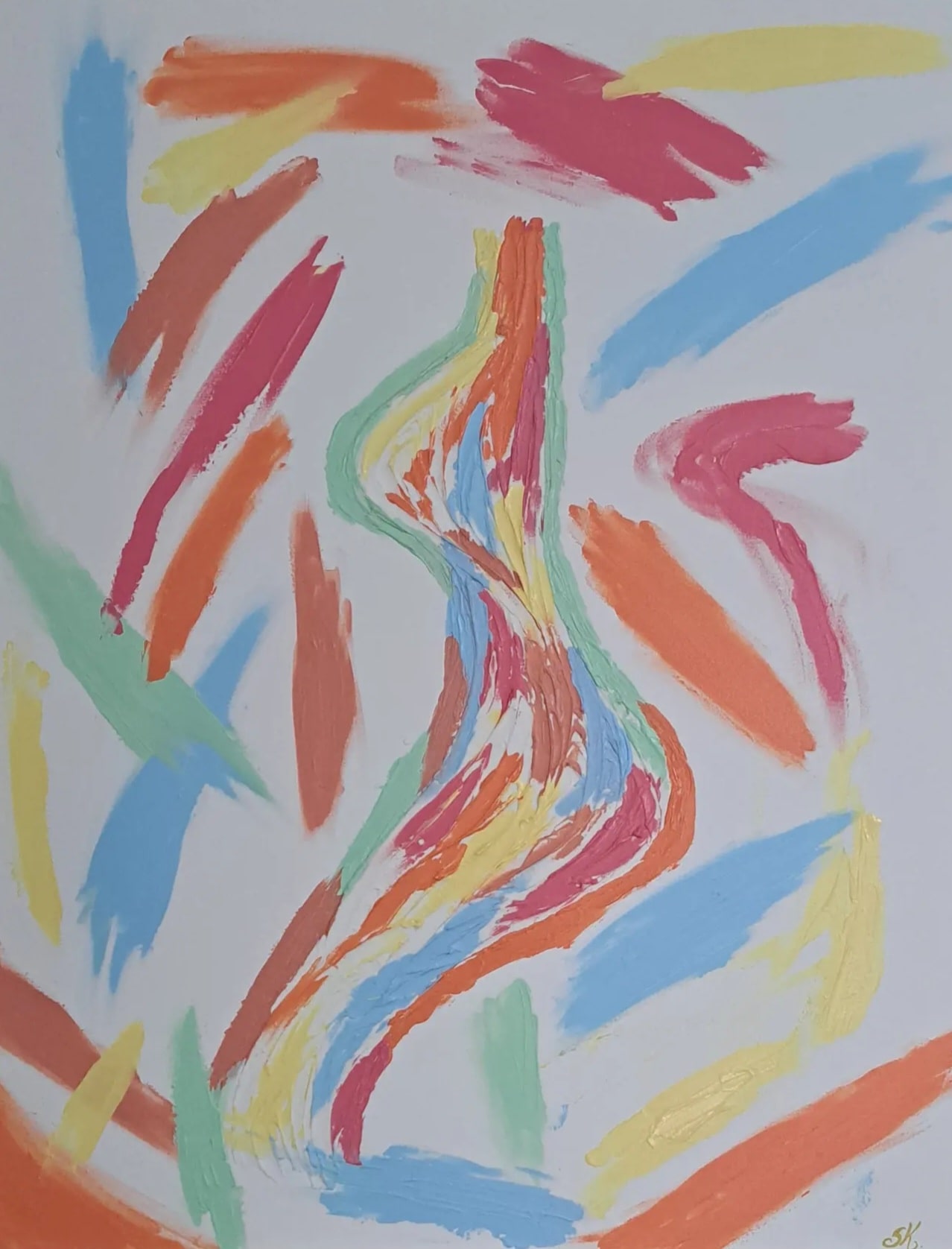 Tableau profil femme coups de pinceau couleurs